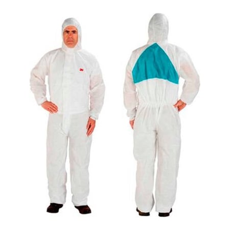 3M Disposable Coverall, Knit Cuffs, Attached Hood, White, Medium, 4520-M, 20/Case 7000034761